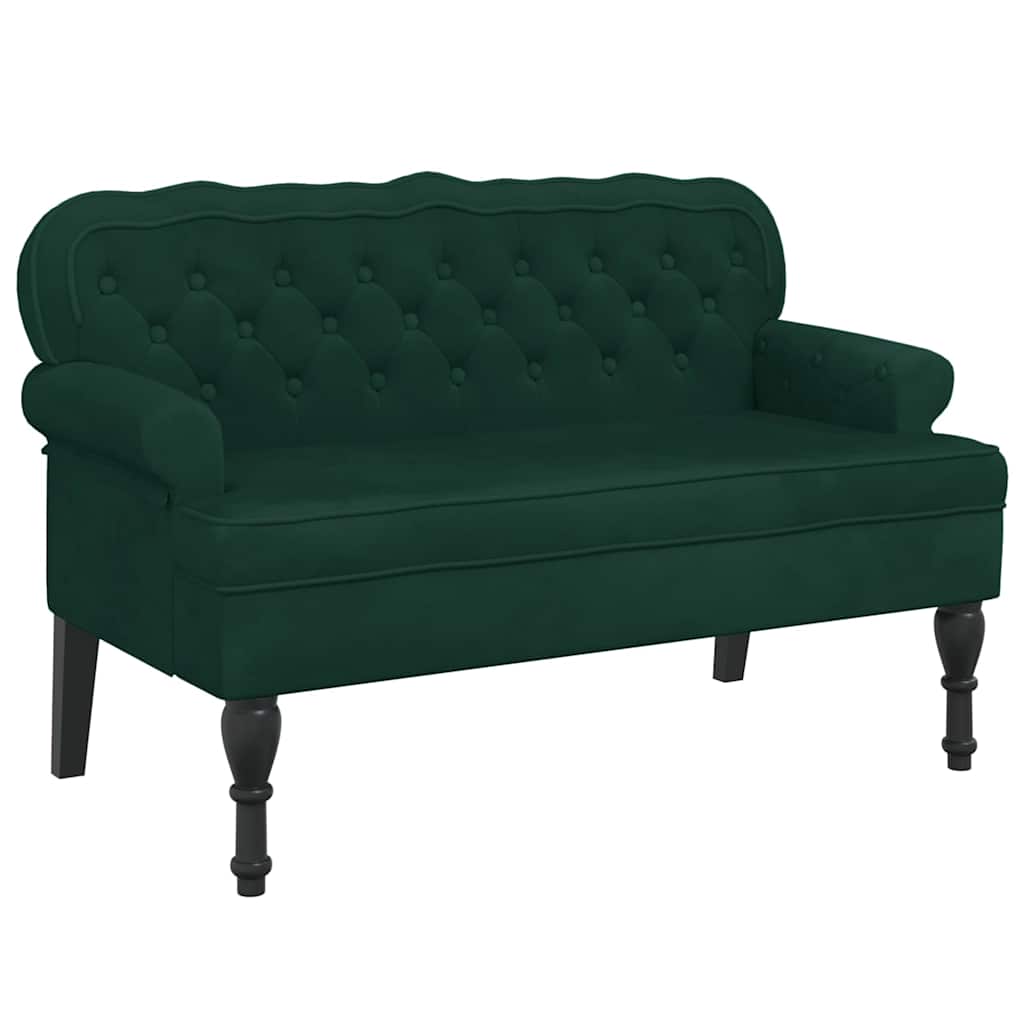Sitzbank mit Rückenlehne Dunkelgrün 119,5x64,5x75 cm Samt