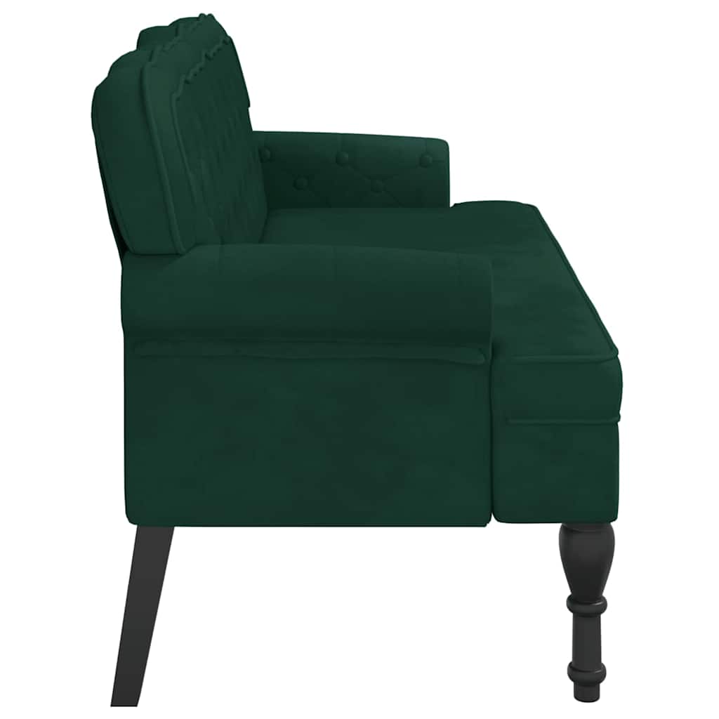 Sitzbank mit Rückenlehne Dunkelgrün 119,5x64,5x75 cm Samt