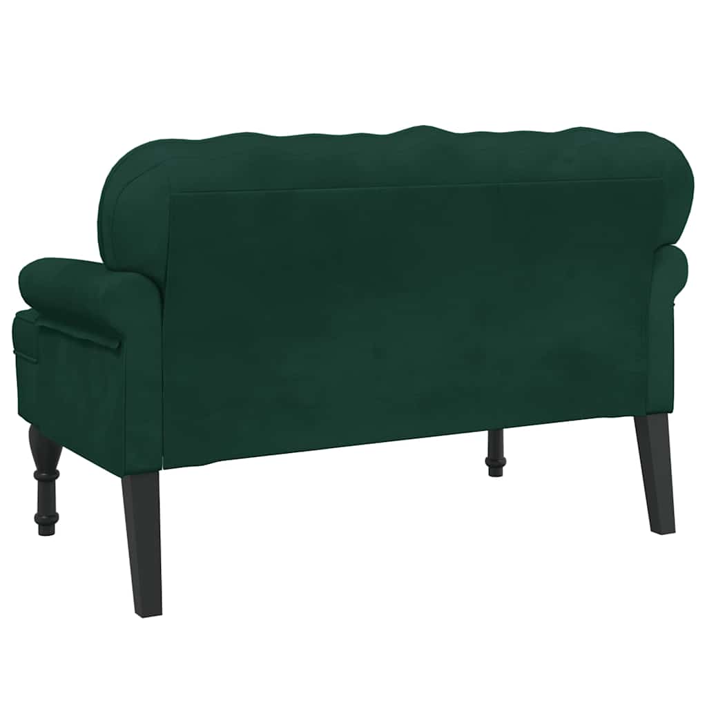 Sitzbank mit Rückenlehne Dunkelgrün 119,5x64,5x75 cm Samt