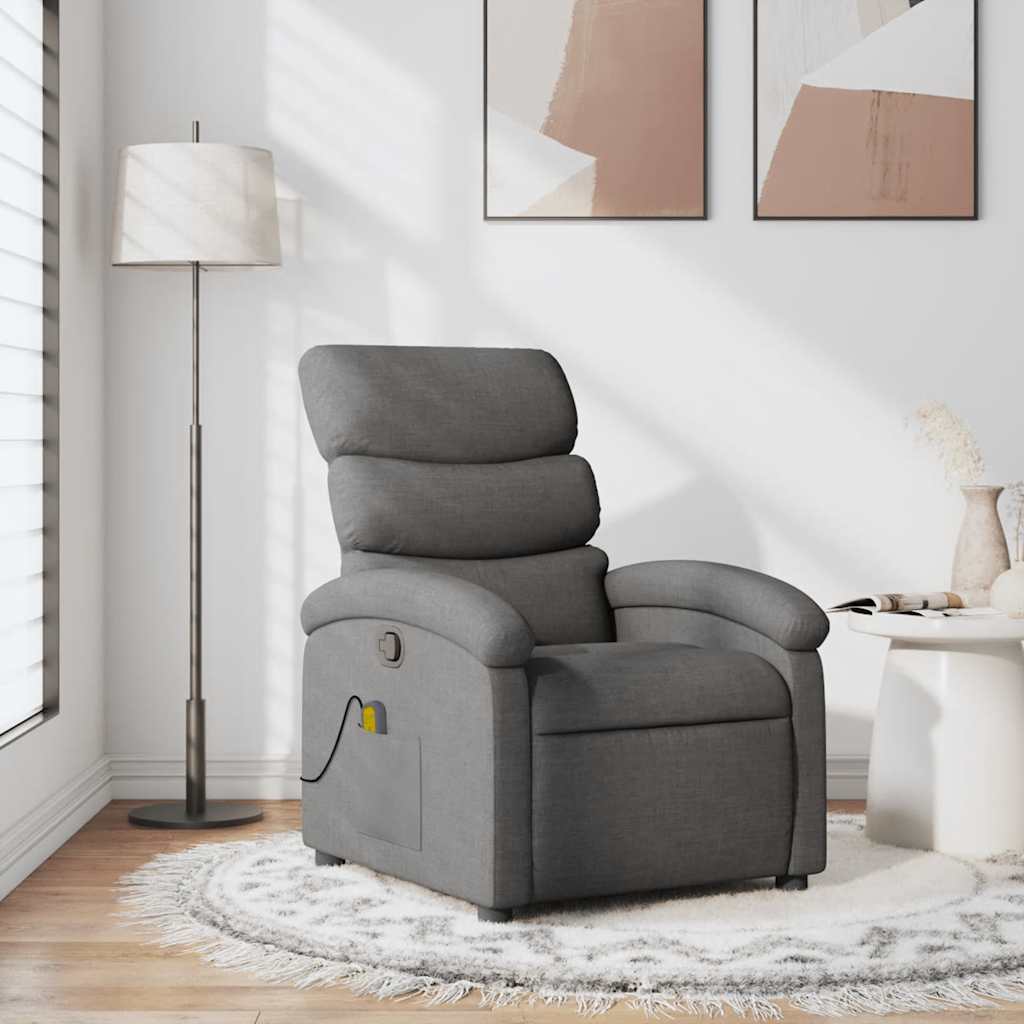 Massagesessel Dunkelgrau Stoff