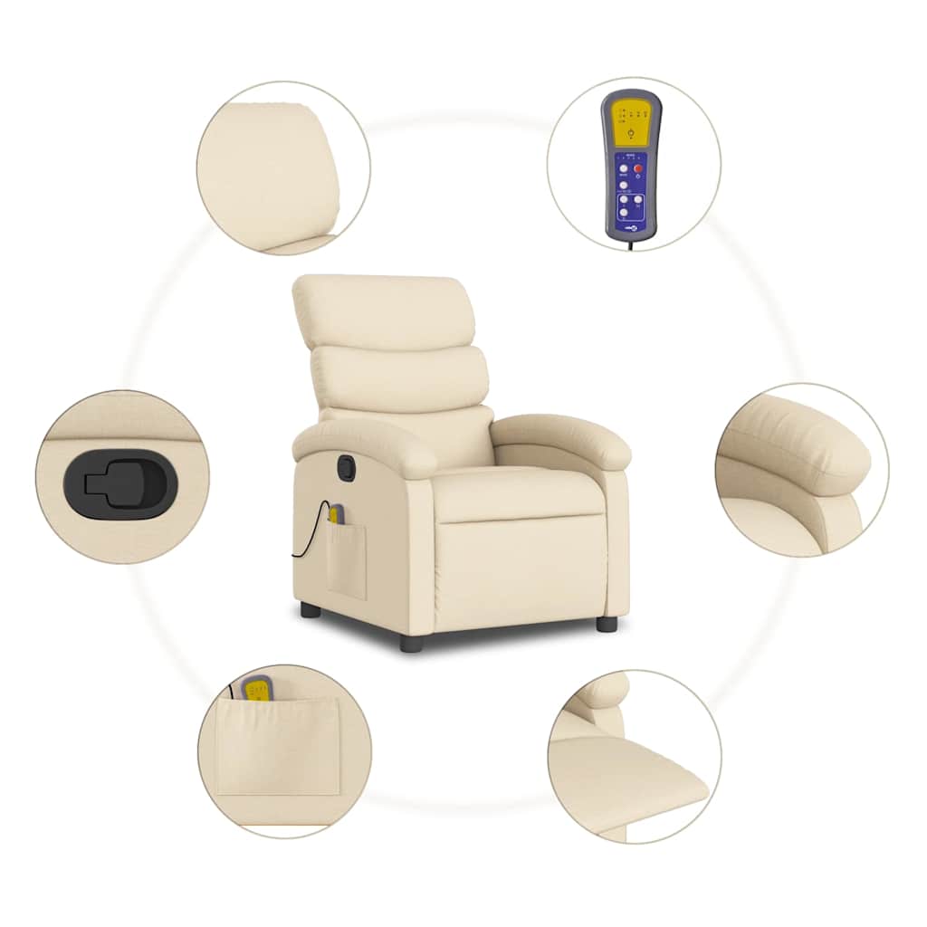 Massagesessel Creme Stoff