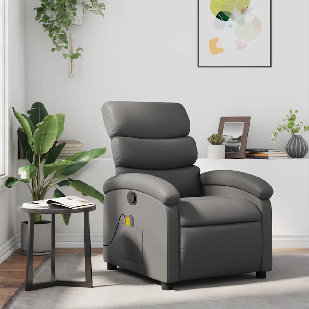 Massagesessel Grau Kunstleder