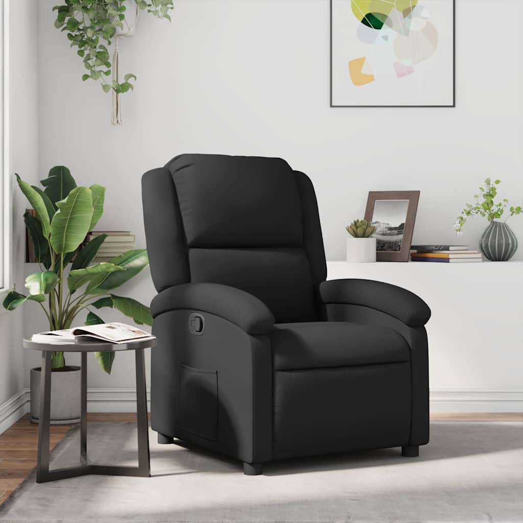 Relaxsessel Schwarz Echtleder