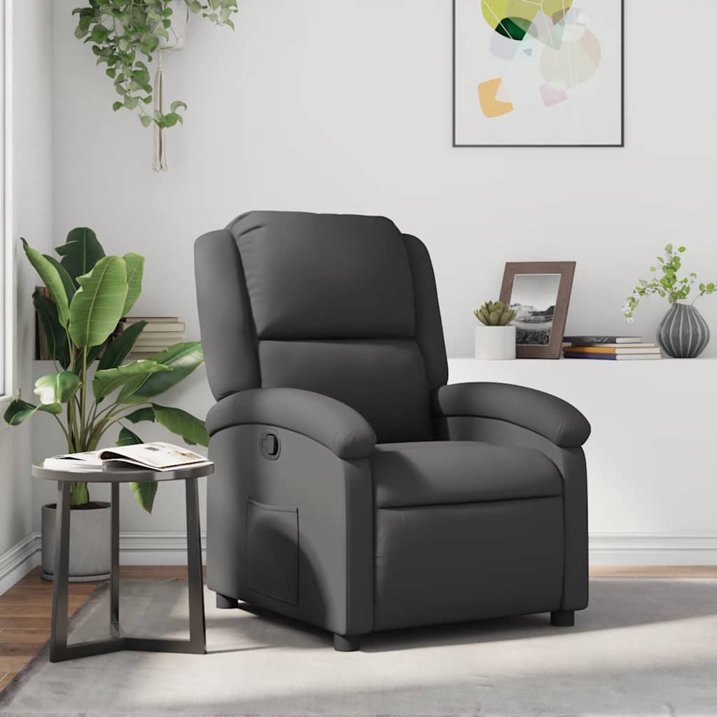 Relaxsessel Grau Echtleder