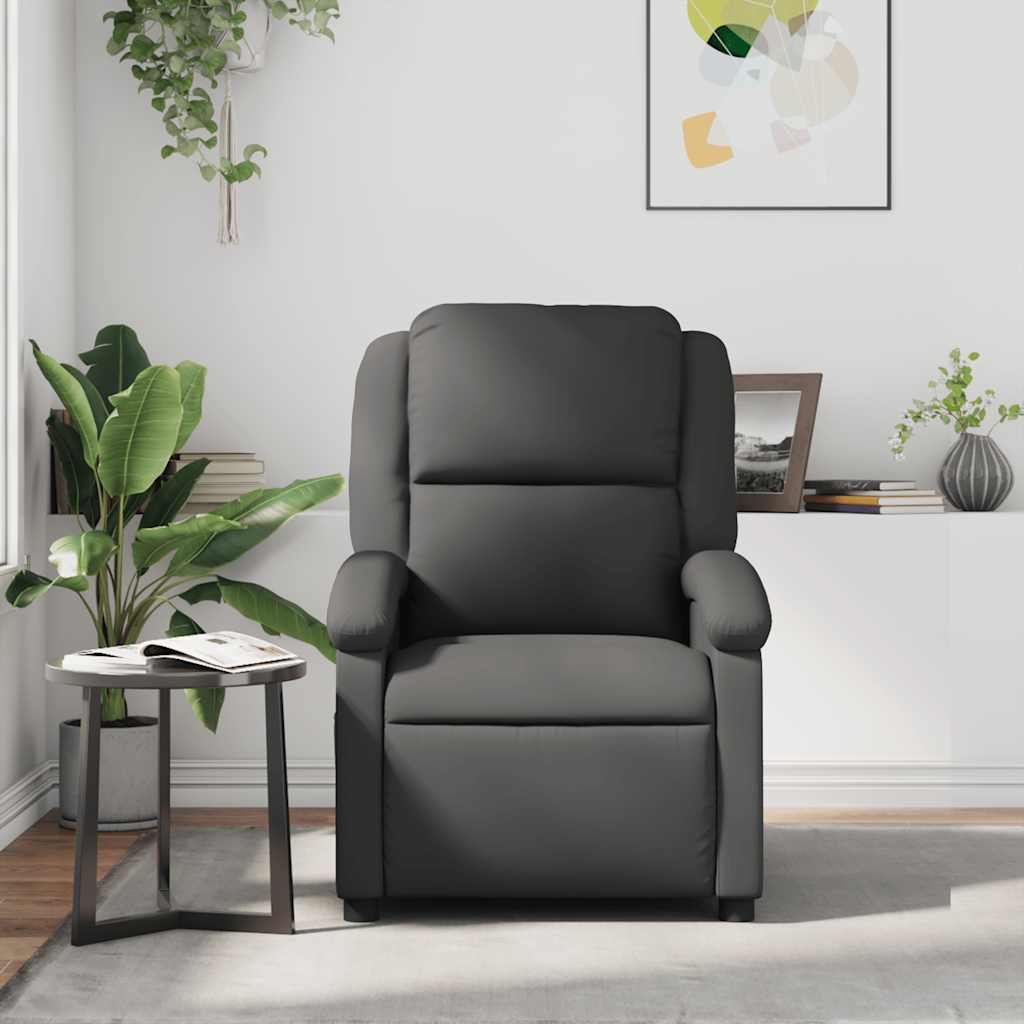 Massagesessel Grau Echtleder