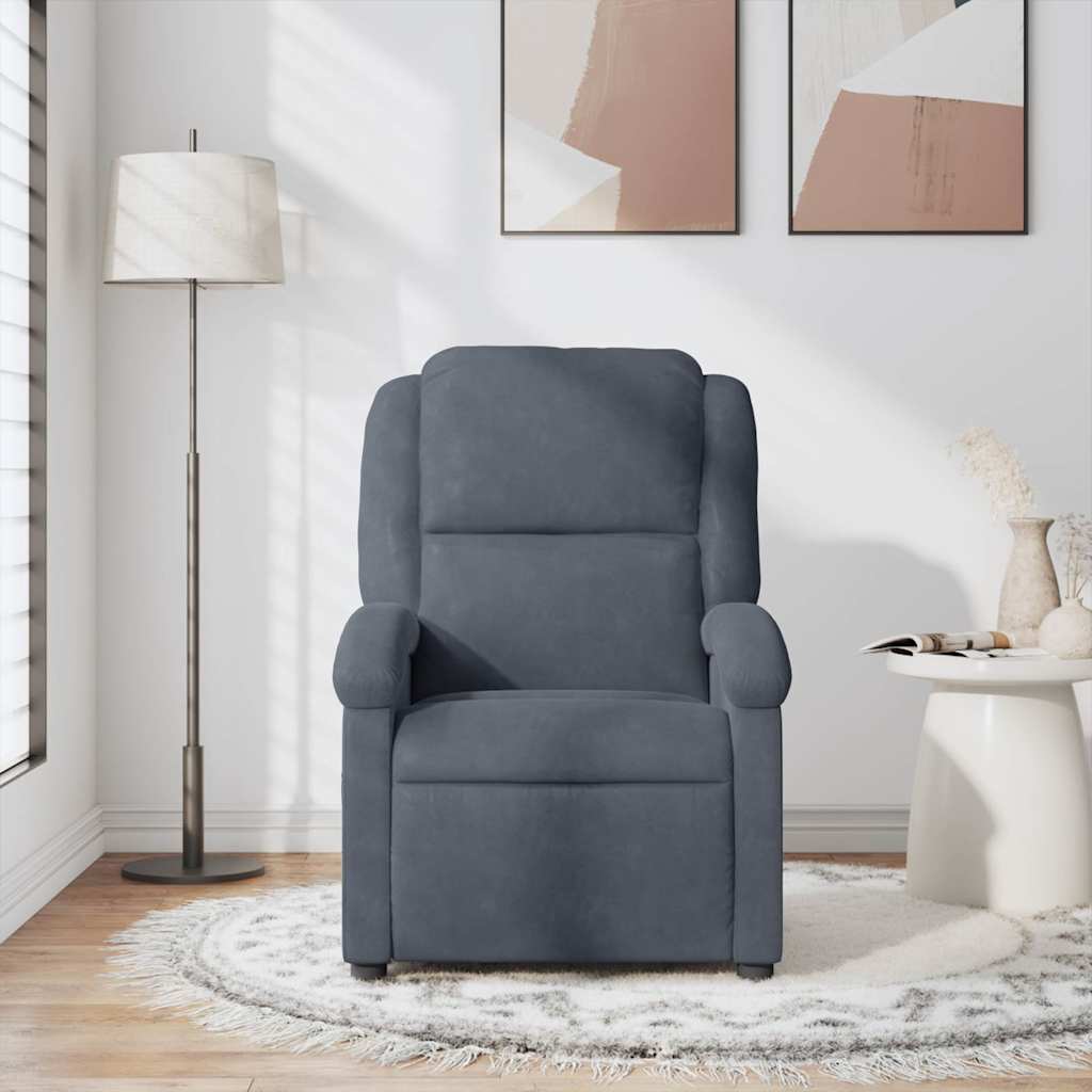 Massagesessel Dunkelgrau Samt