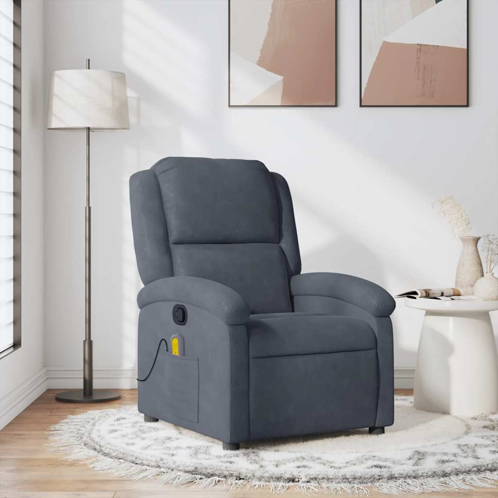 Massagesessel Dunkelgrau Samt