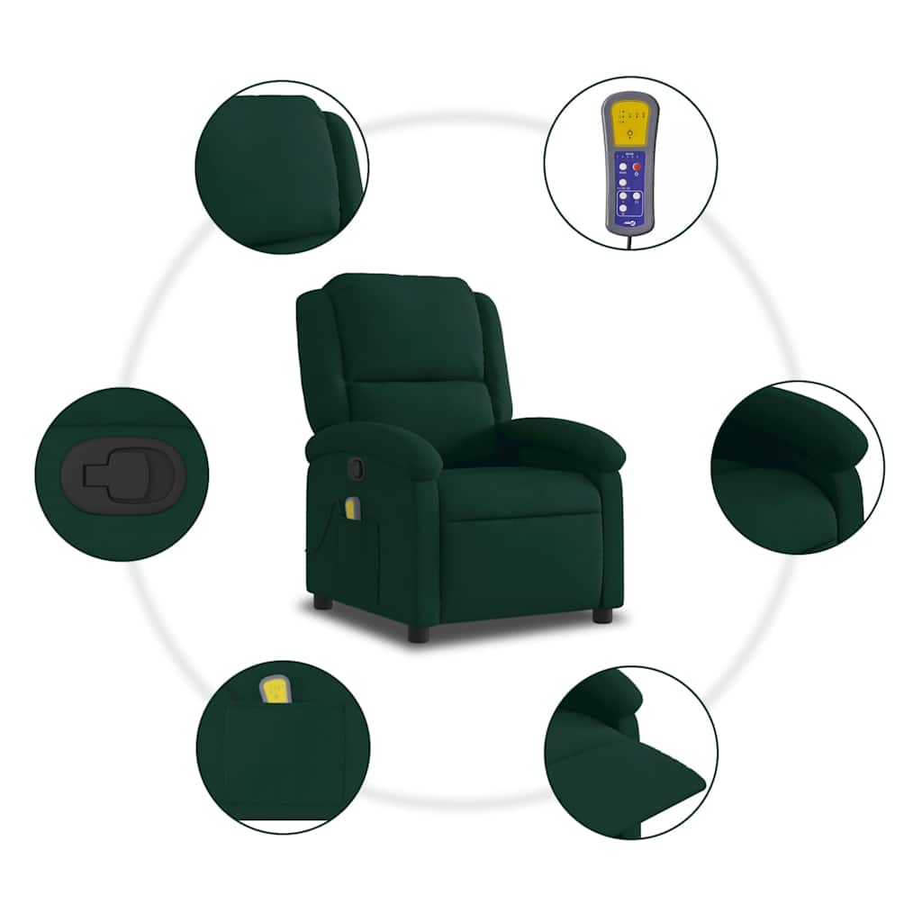 Massagesessel Dunkelgrün Samt