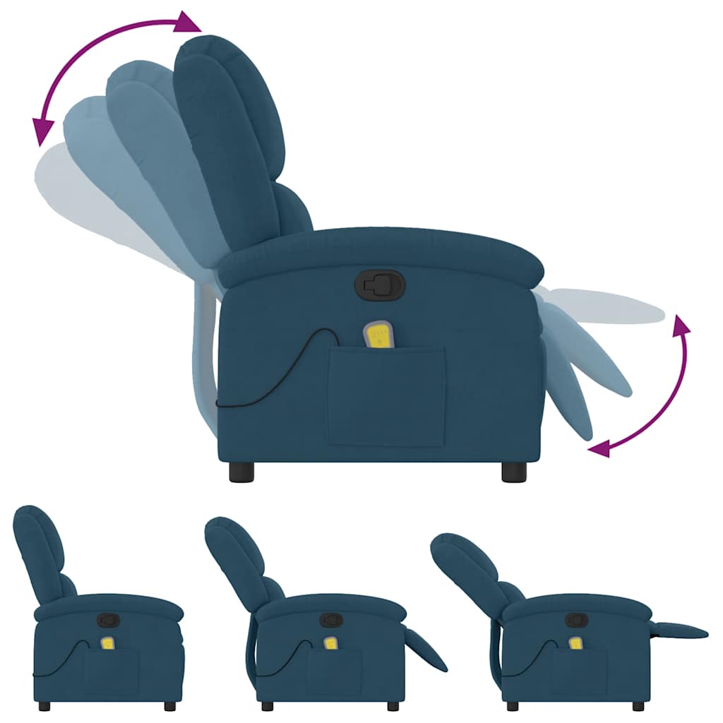 Massagesessel Blau Samt