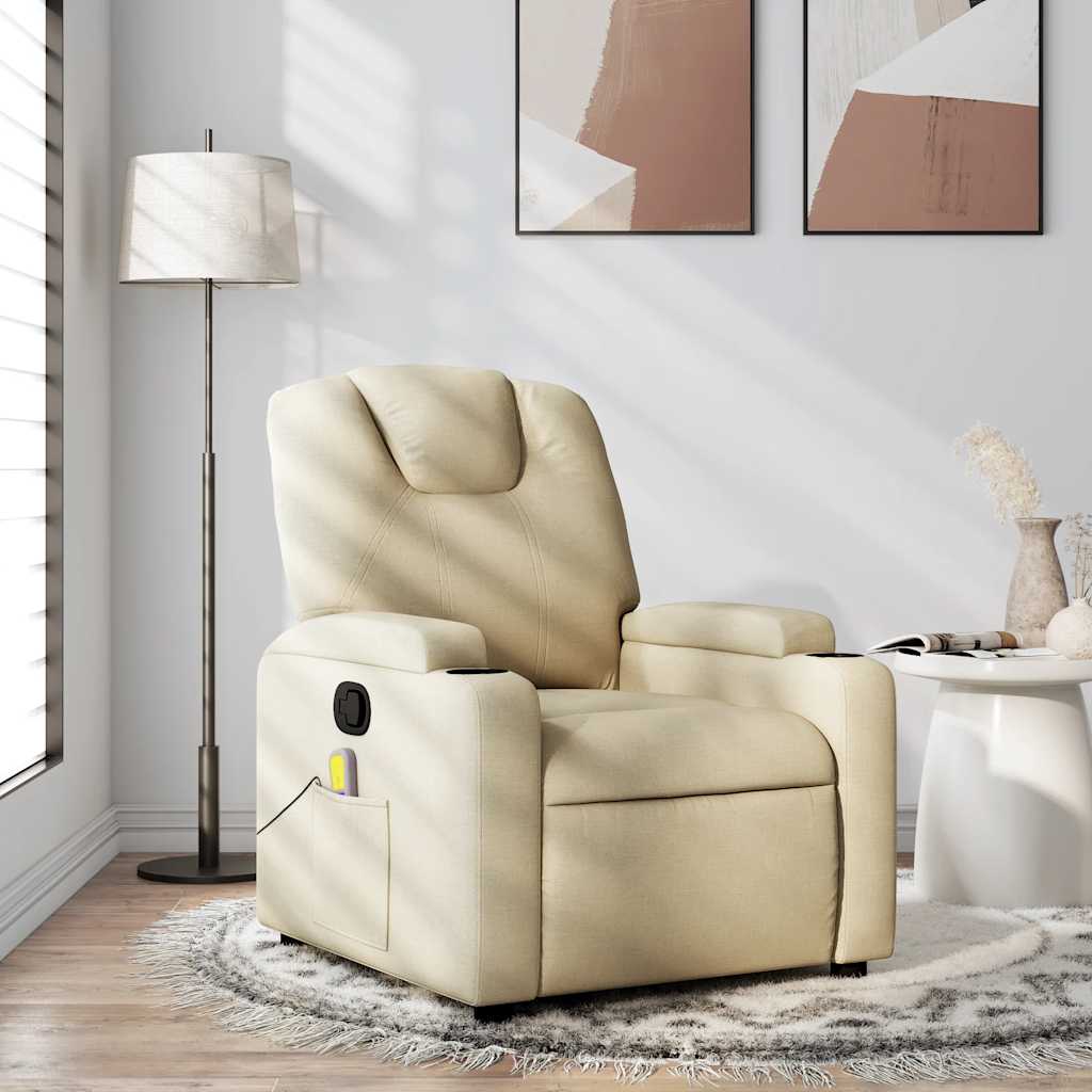 Massagesessel Creme Stoff
