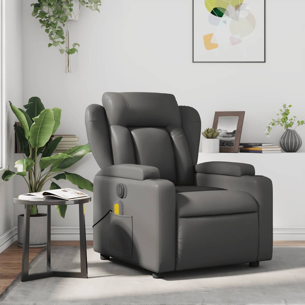 Massagesessel Grau Kunstleder