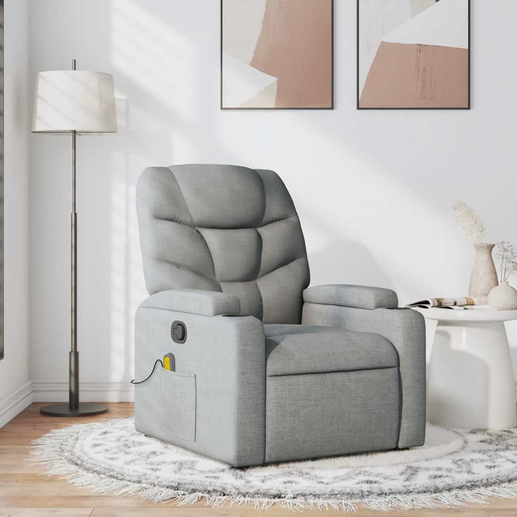 Massagesessel Hellgrau Stoff