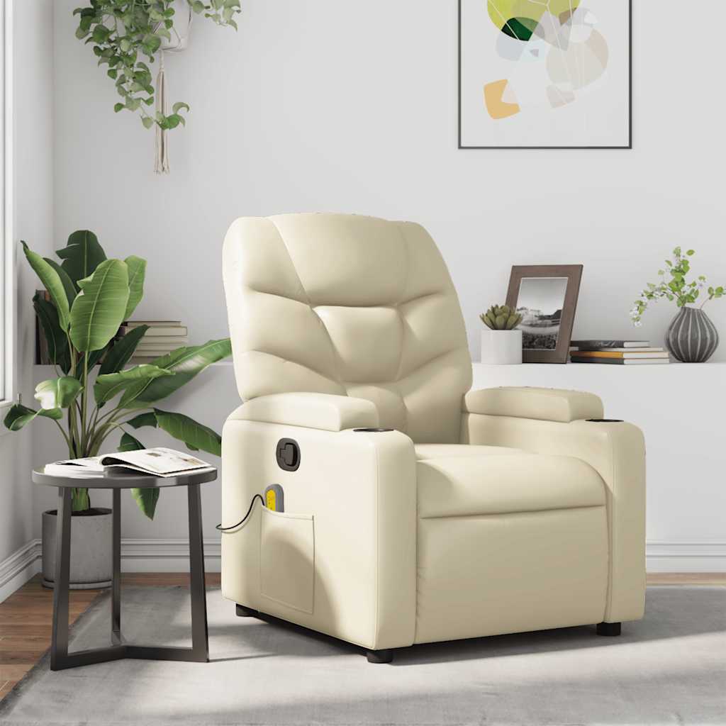Massagesessel Creme Kunstleder