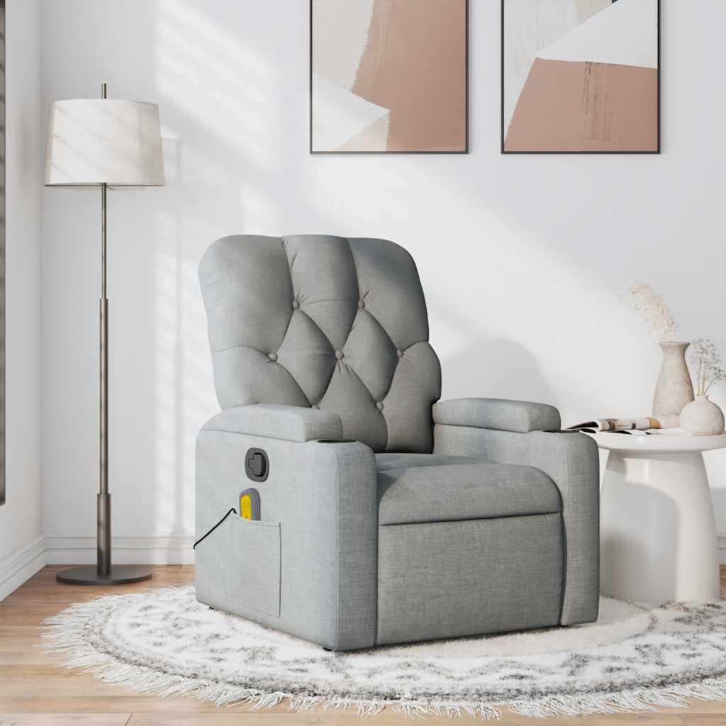 Massagesessel Hellgrau Stoff