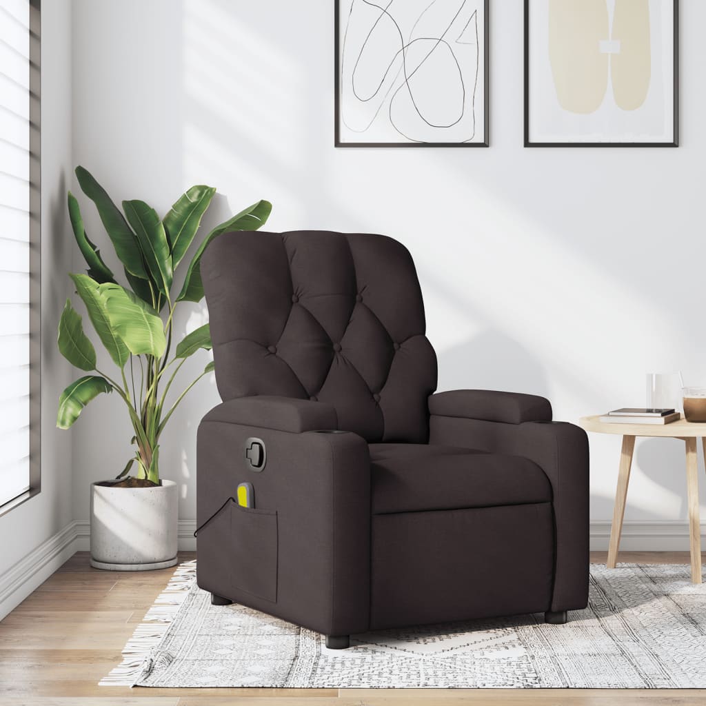 Massagesessel Dunkelbraun Stoff