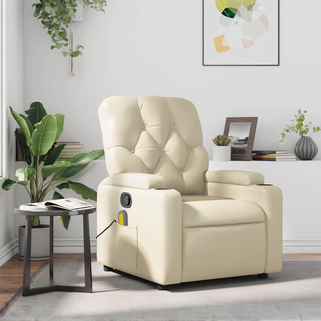Massagesessel Creme Kunstleder