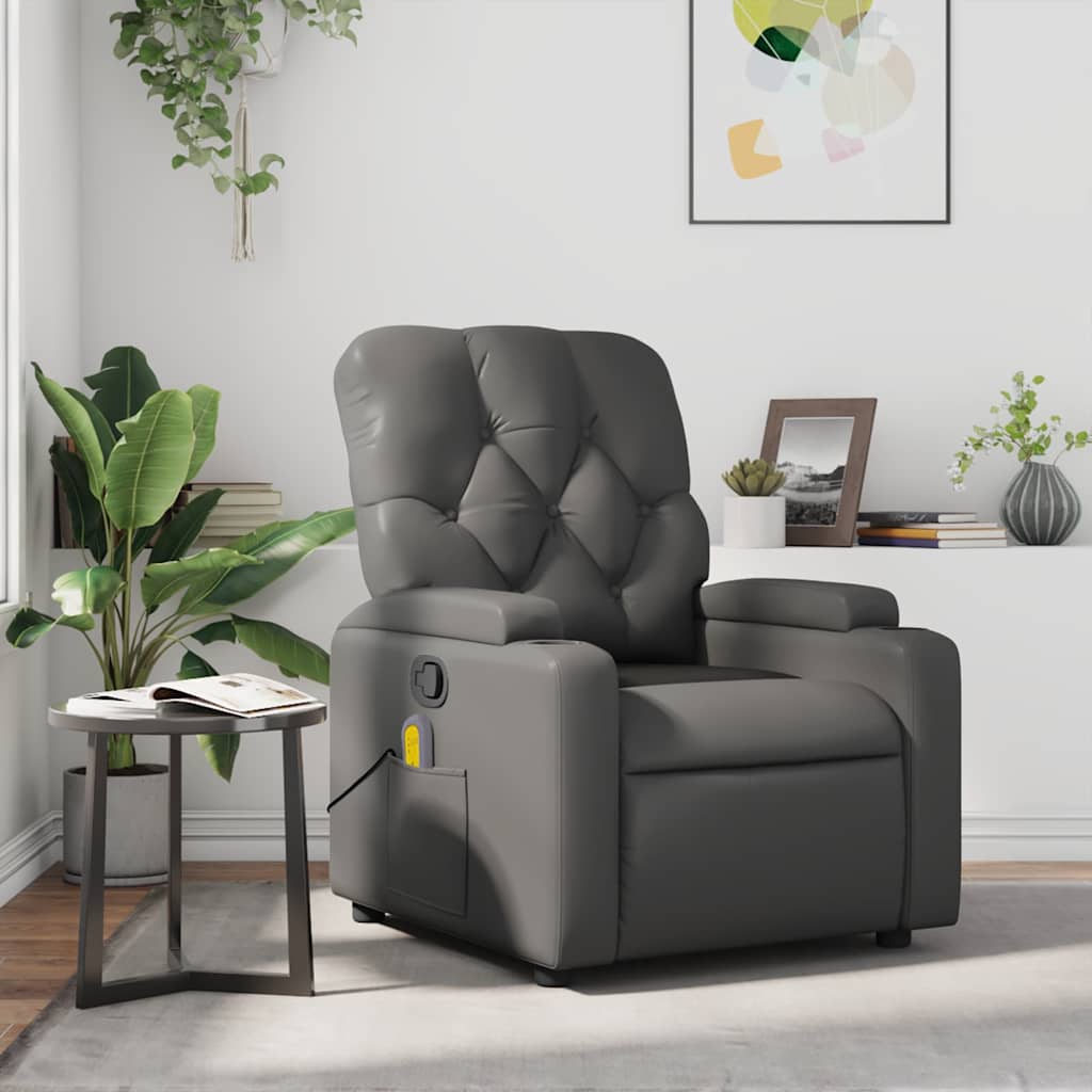 Massagesessel Grau Kunstleder