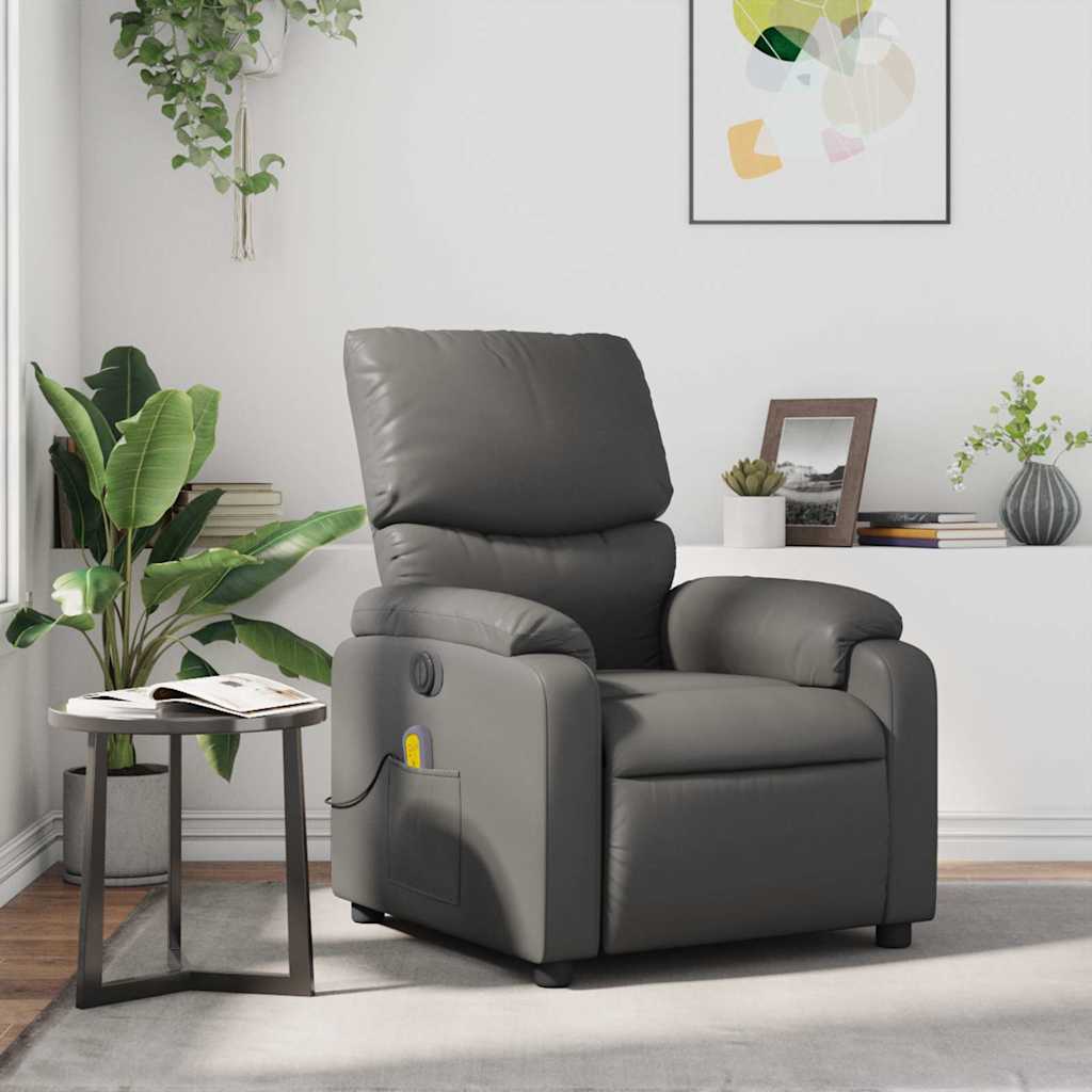 Massagesessel Grau Kunstleder