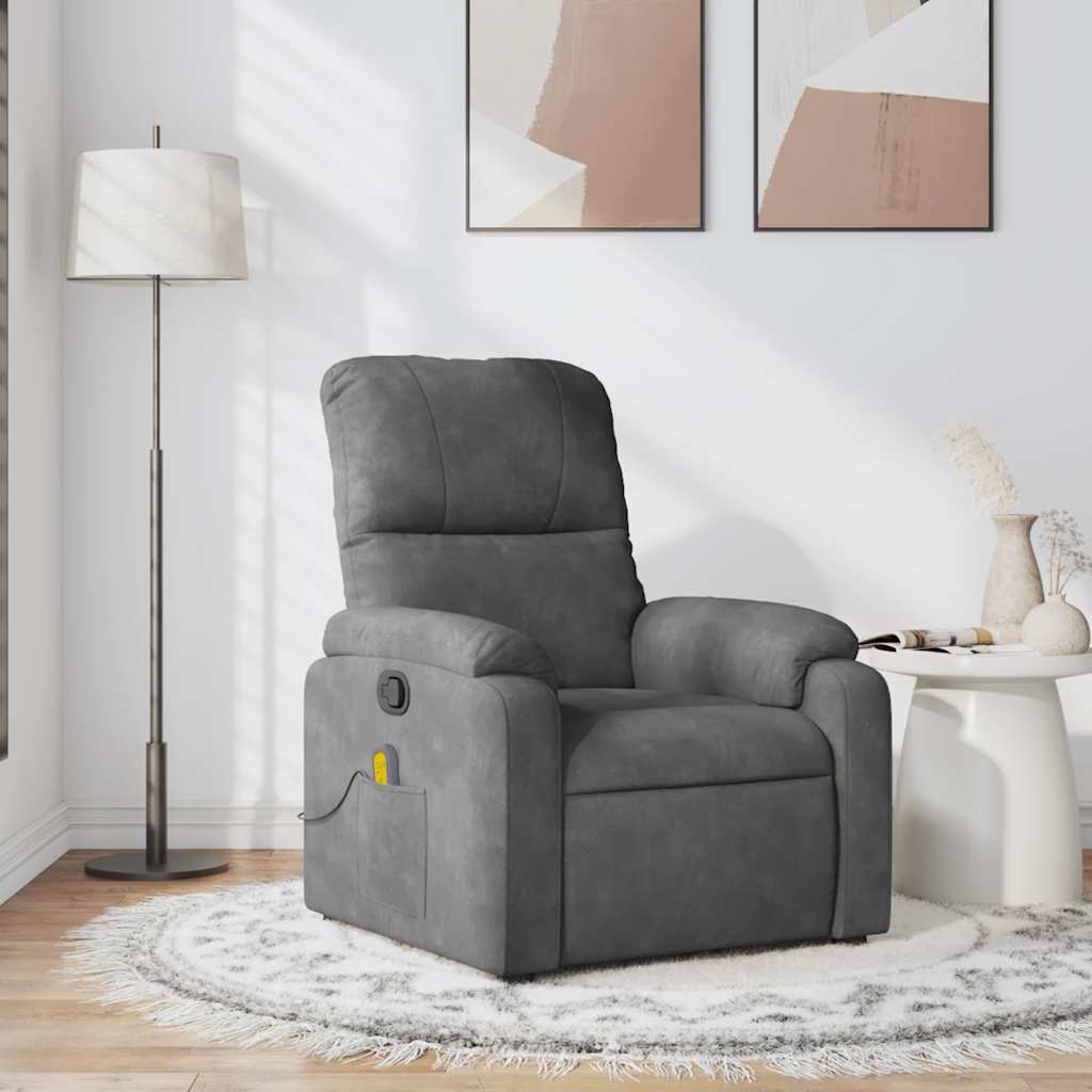 Massagesessel Dunkelgrau Mikrofasergewebe