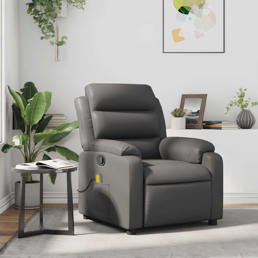 Massagesessel Grau Kunstleder
