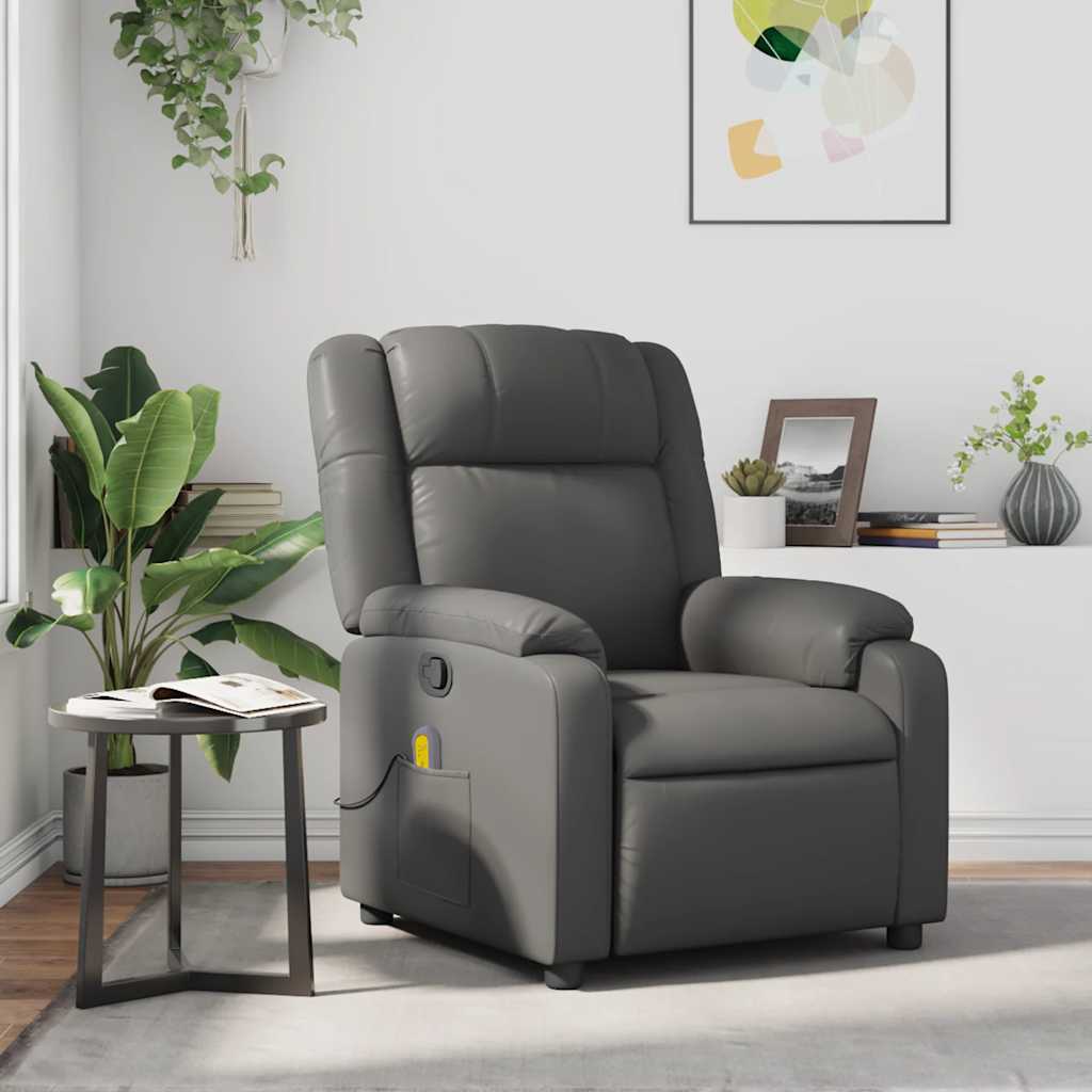 Massagesessel Grau Kunstleder