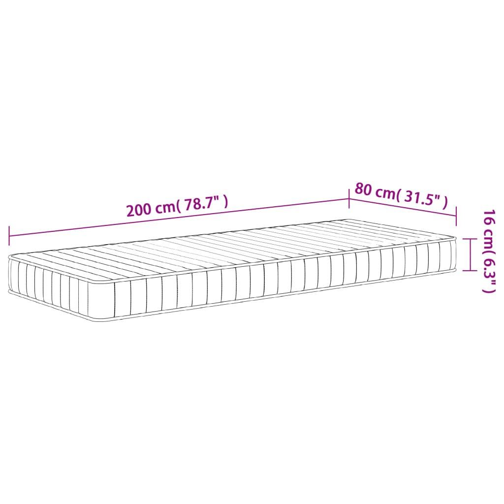 Matratze Schaumstoff Mittelweich 80x200 cm