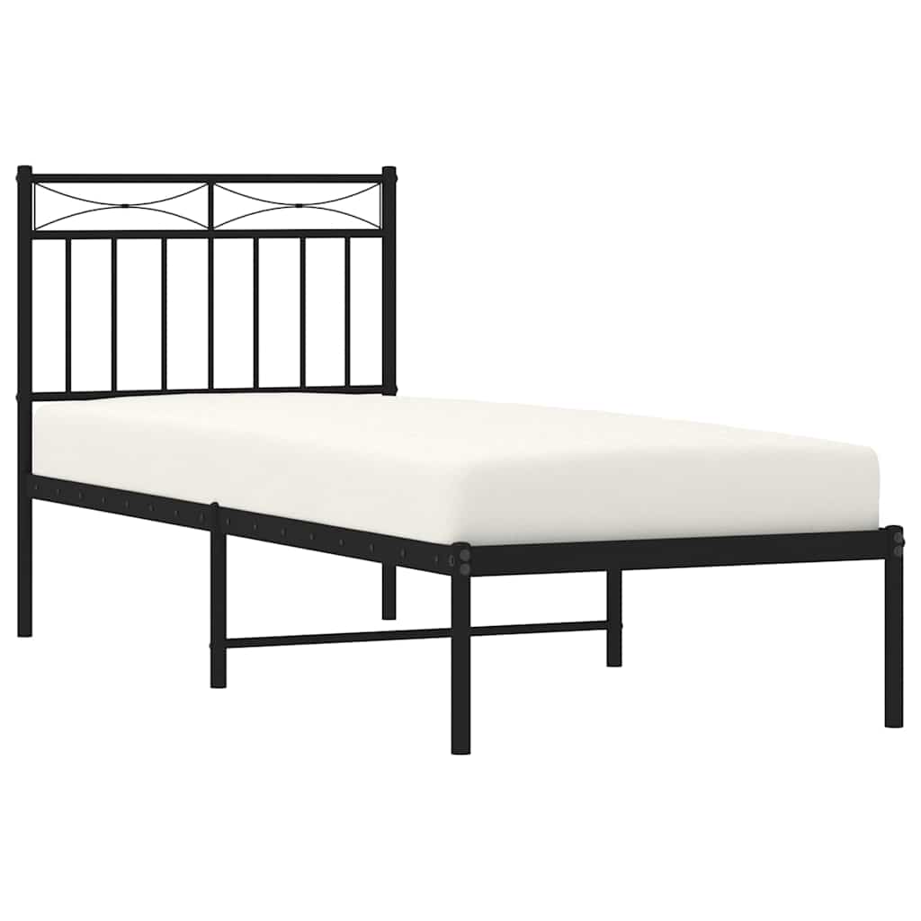 Bettgestell mit Kopfteil Metall Schwarz 75x190 cm