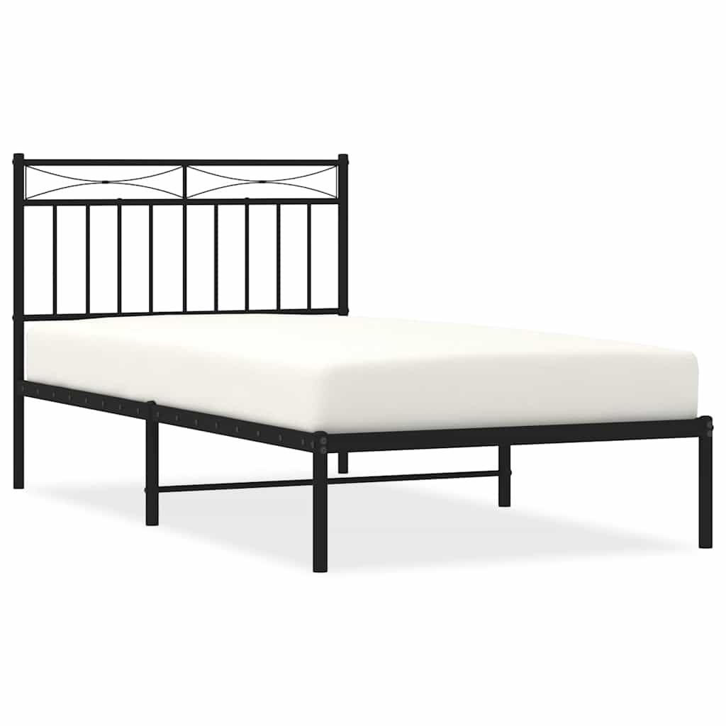 Bettgestell mit Kopfteil Metall Schwarz 100x190 cm