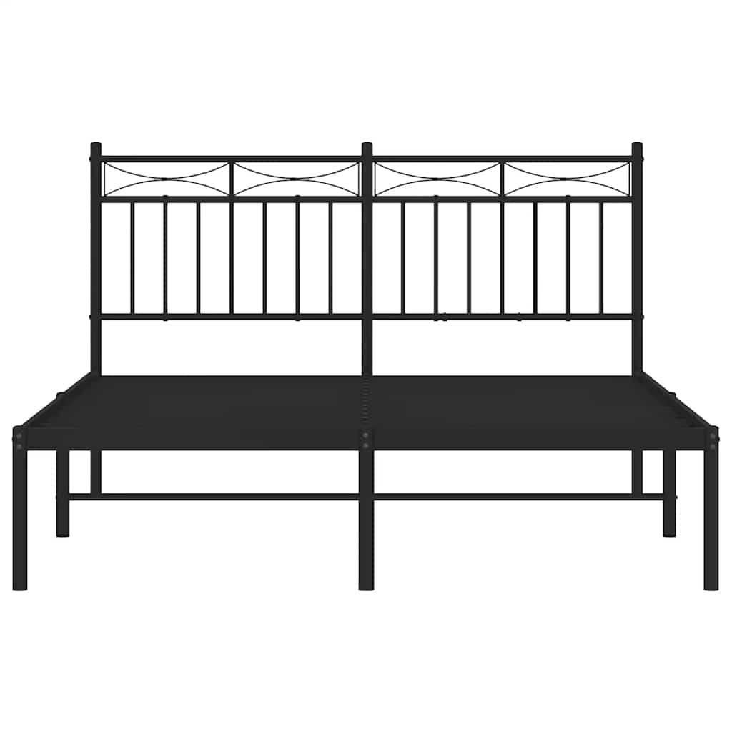Bettgestell mit Kopfteil Metall Schwarz 135x190 cm