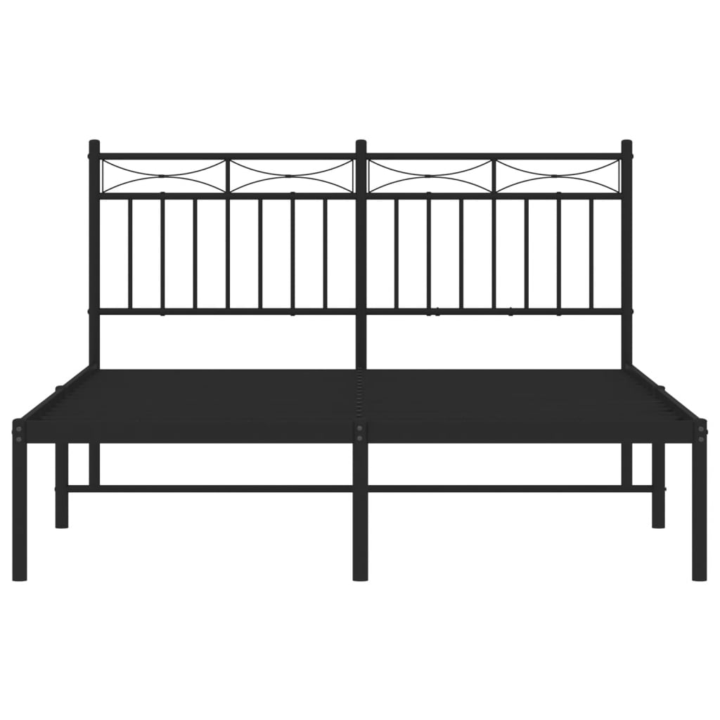 Bettgestell mit Kopfteil Metall Schwarz 140x190 cm