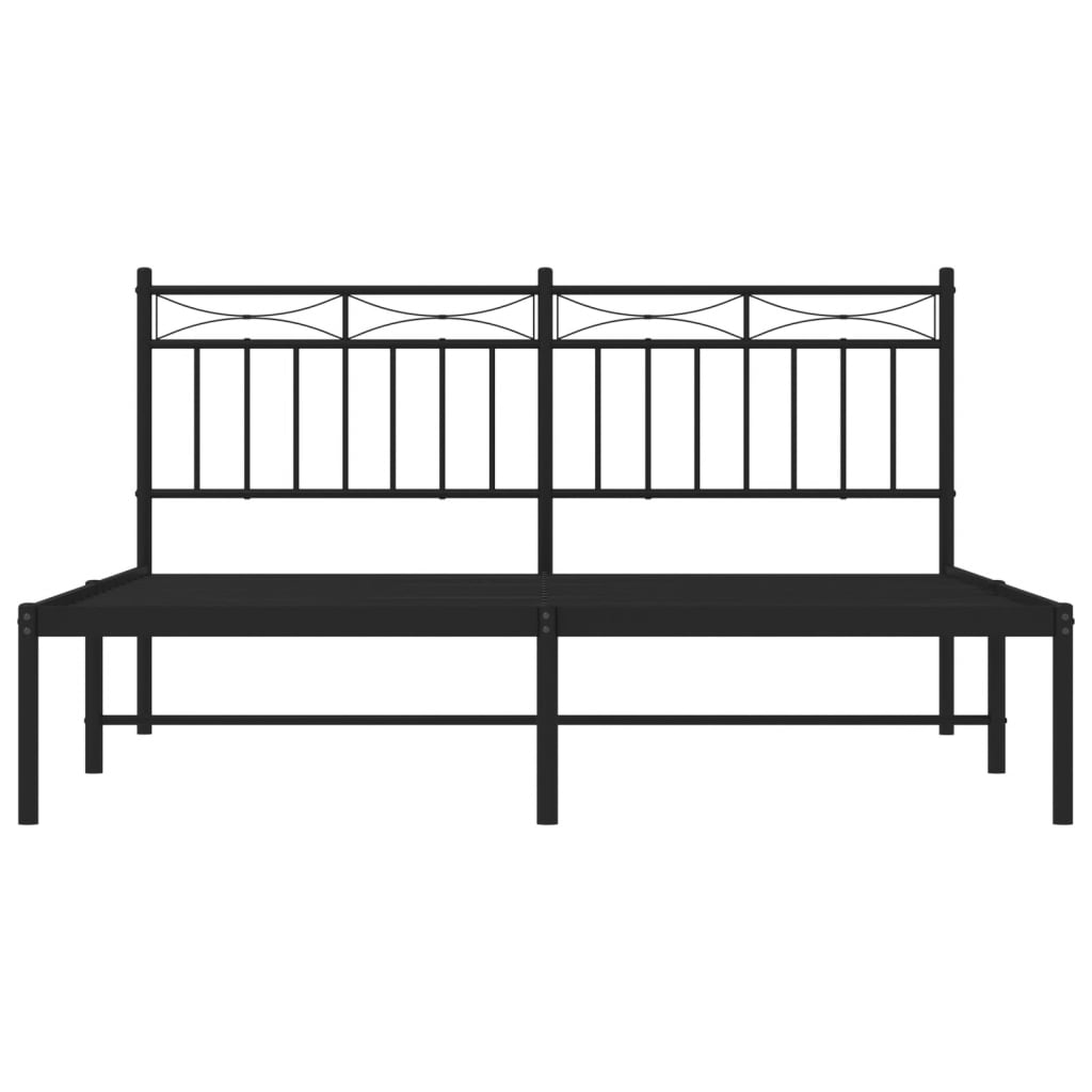 Bettgestell mit Kopfteil Metall Schwarz 160x200 cm