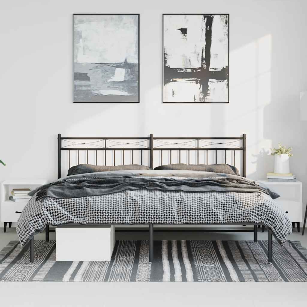 Bettgestell mit Kopfteil Metall Schwarz 193x203 cm