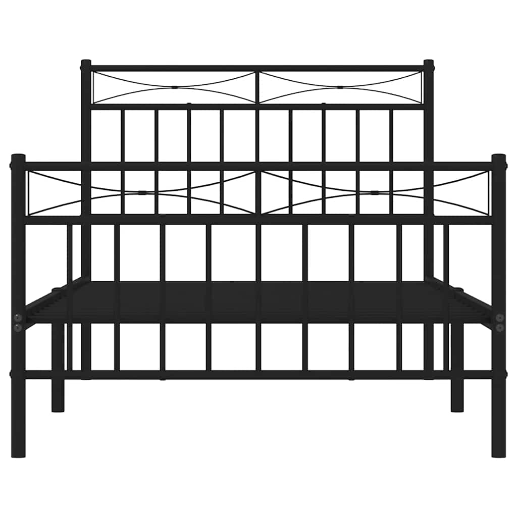 Bettgestell mit Kopf- und Fußteil Metall Schwarz 100x190 cm