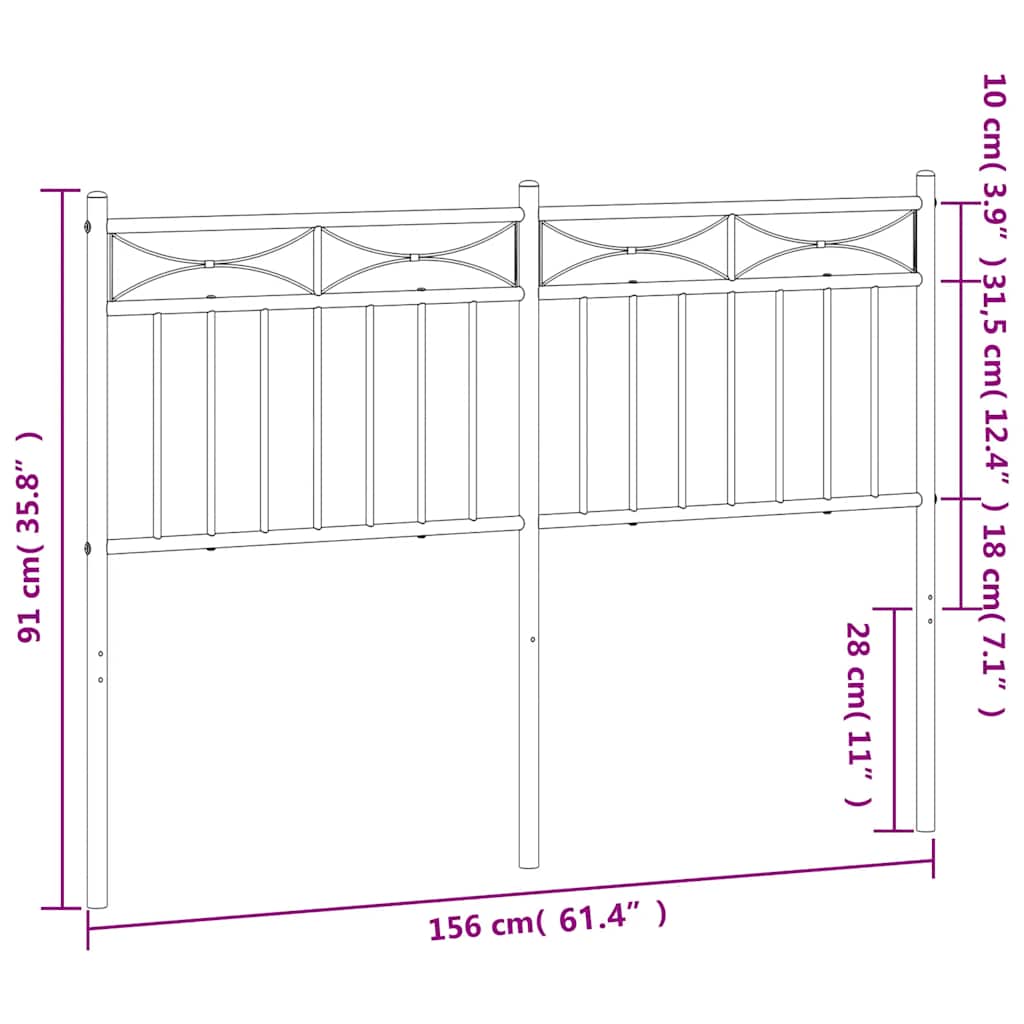 Ersatz-Kopfteil Metall Schwarz 150 cm