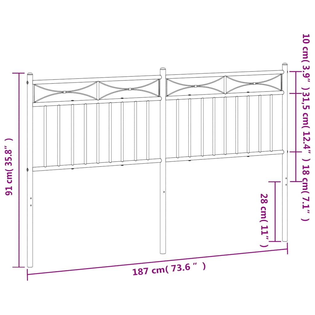Ersatz-Kopfteil Metall Schwarz 180 cm