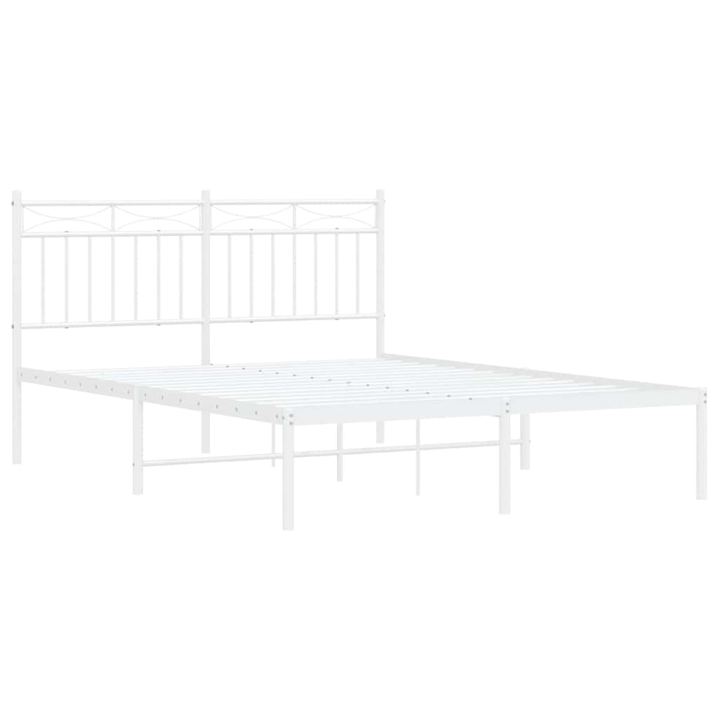 Bettgestell mit Kopfteil Metall Weiß 135x190 cm