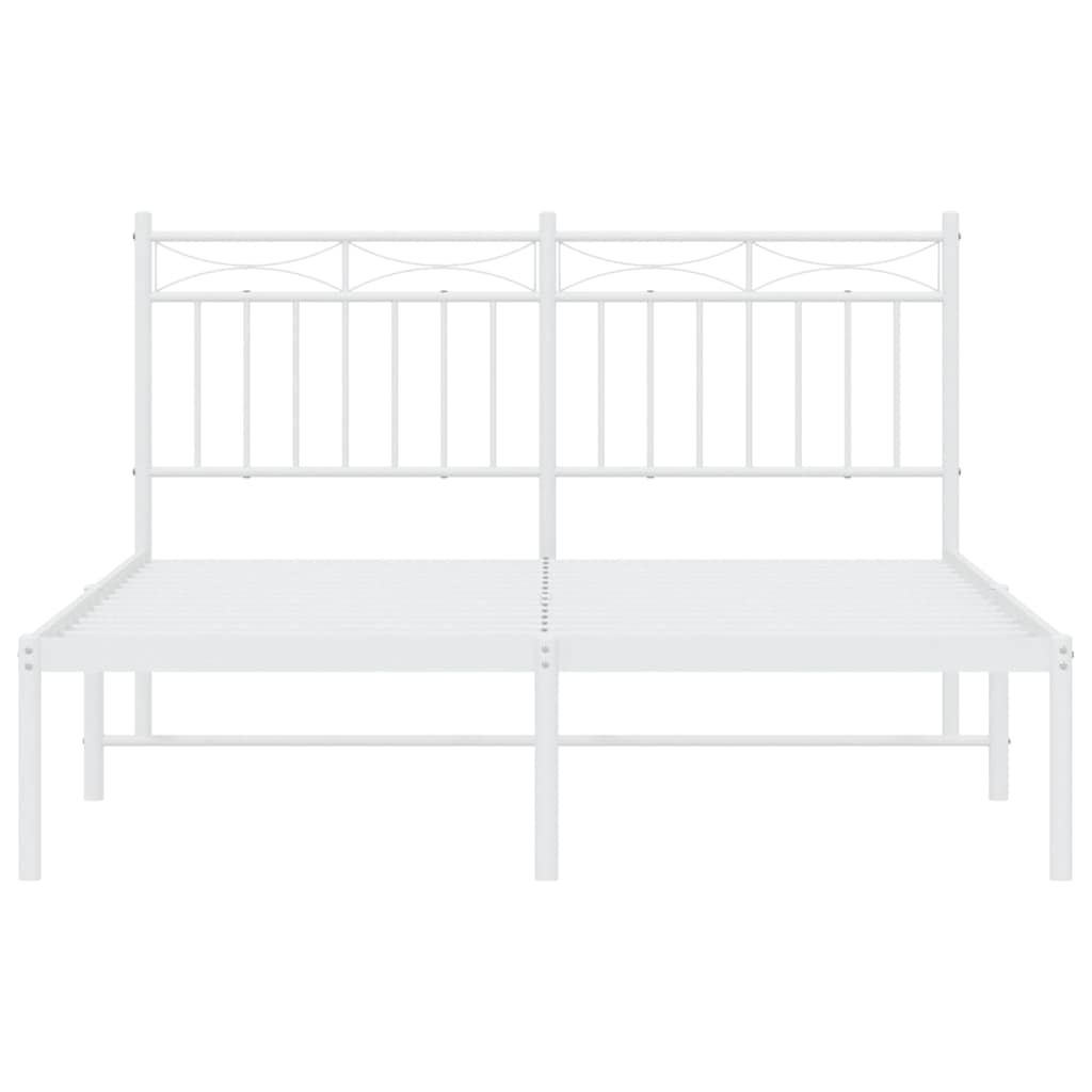 Bettgestell mit Kopfteil Metall Weiß 135x190 cm