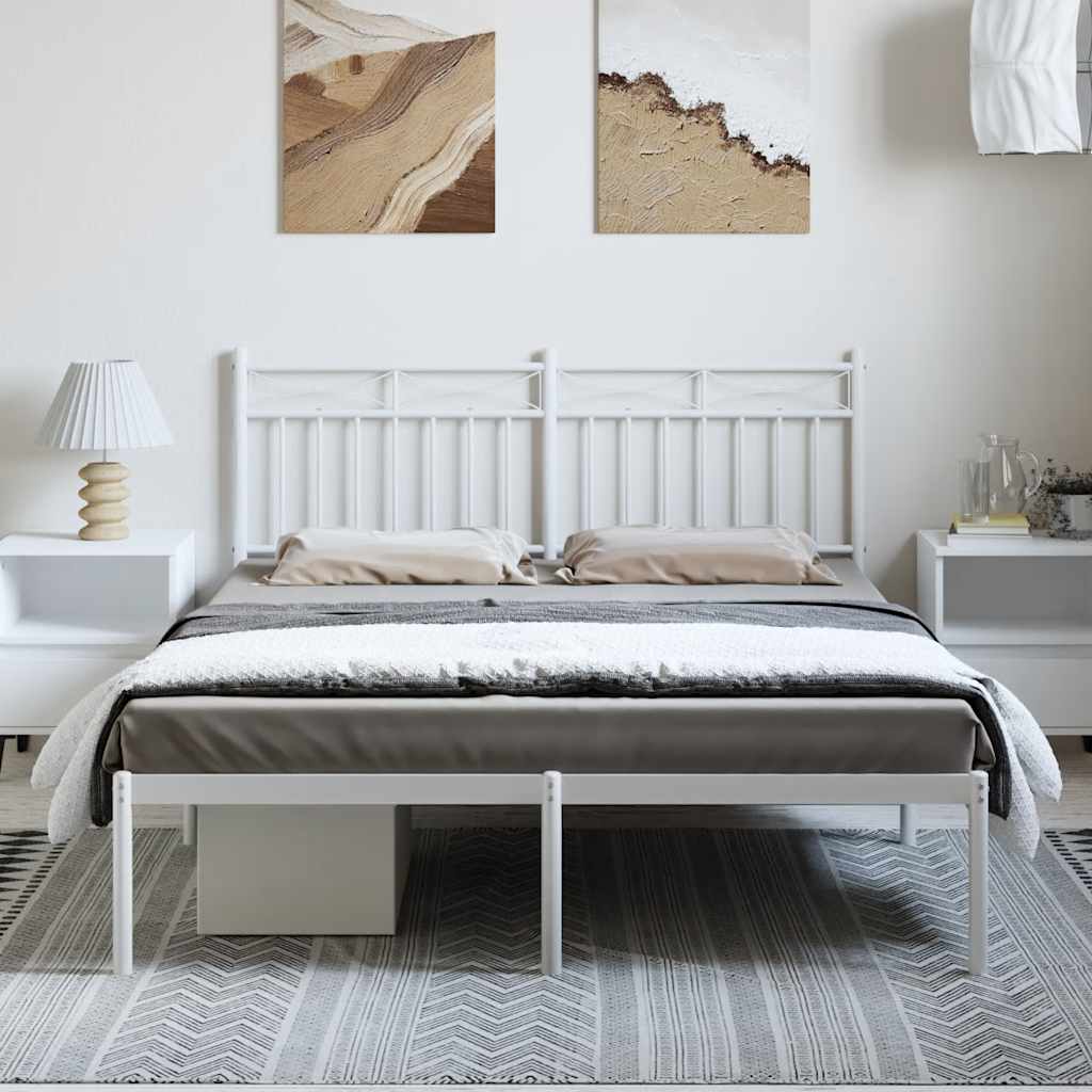 Bettgestell mit Kopfteil Metall Weiß 150x200 cm