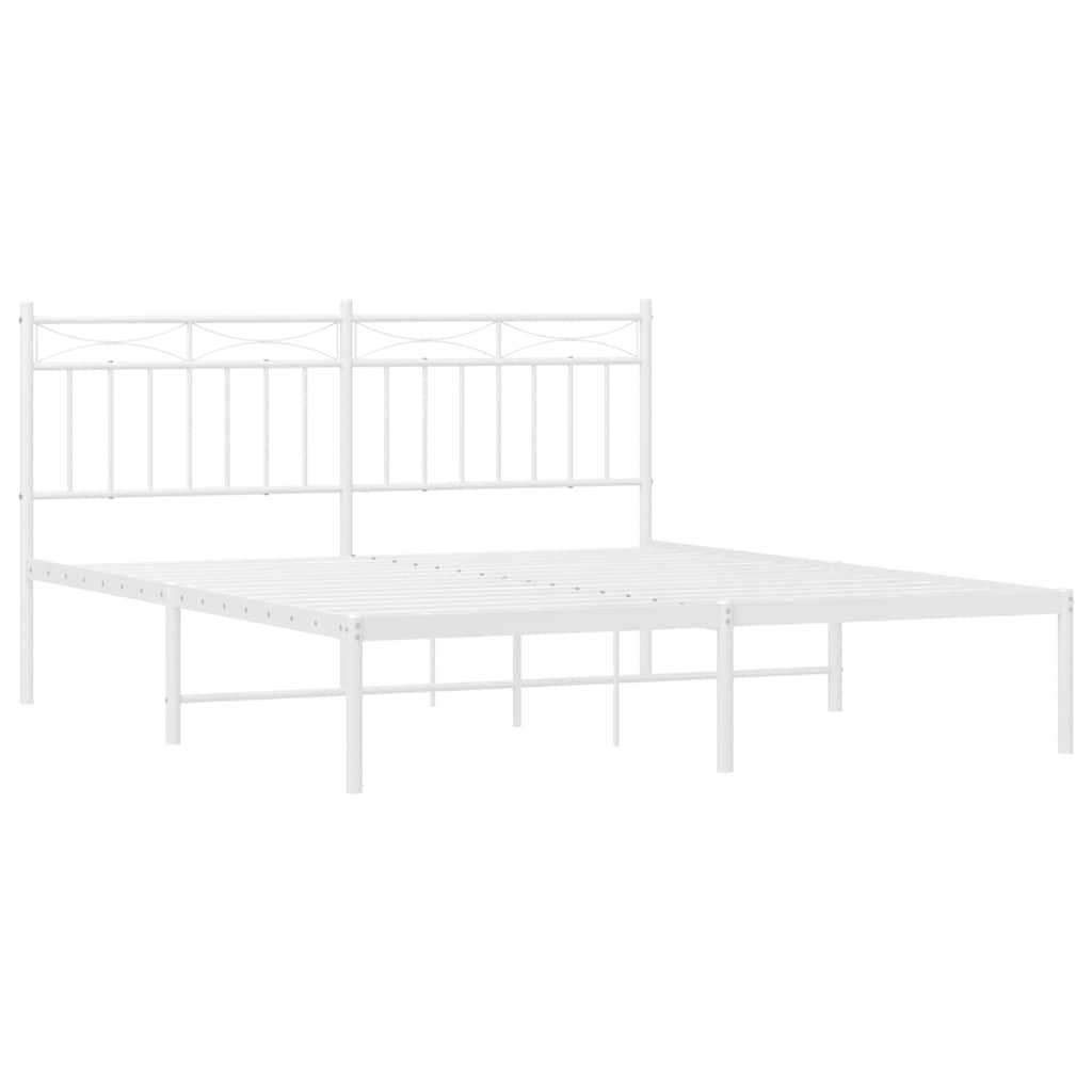 Bettgestell mit Kopfteil Metall Weiß 150x200 cm