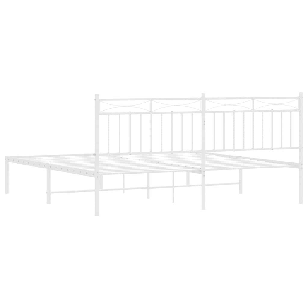 Bettgestell mit Kopfteil Metall Weiß 183x213 cm