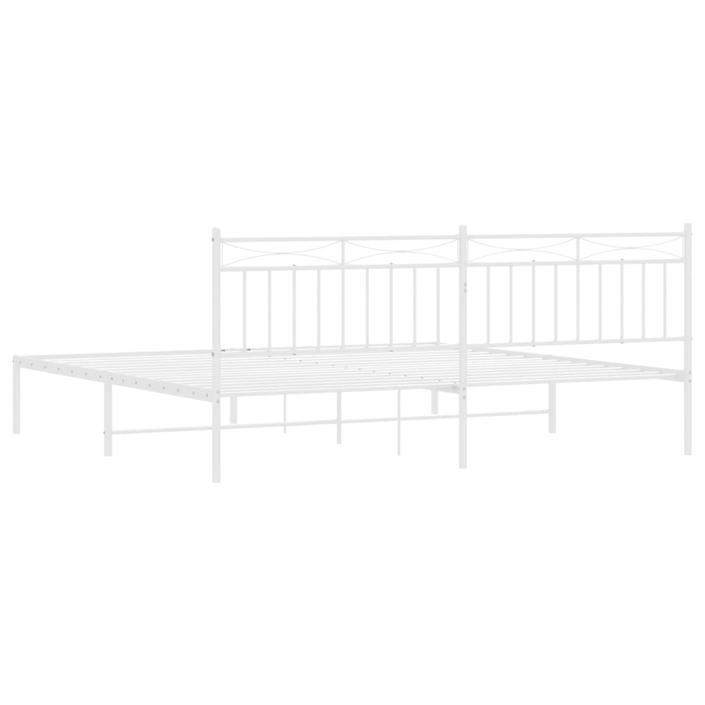 Bettgestell mit Kopfteil Metall Weiß 200x200 cm
