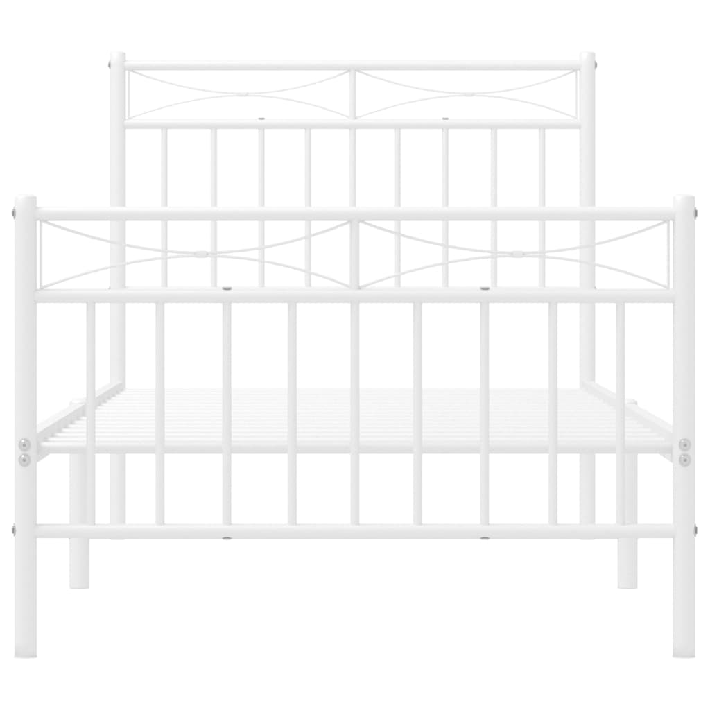 Bettgestell mit Kopf- und Fußteil Metall Weiß 90x190 cm