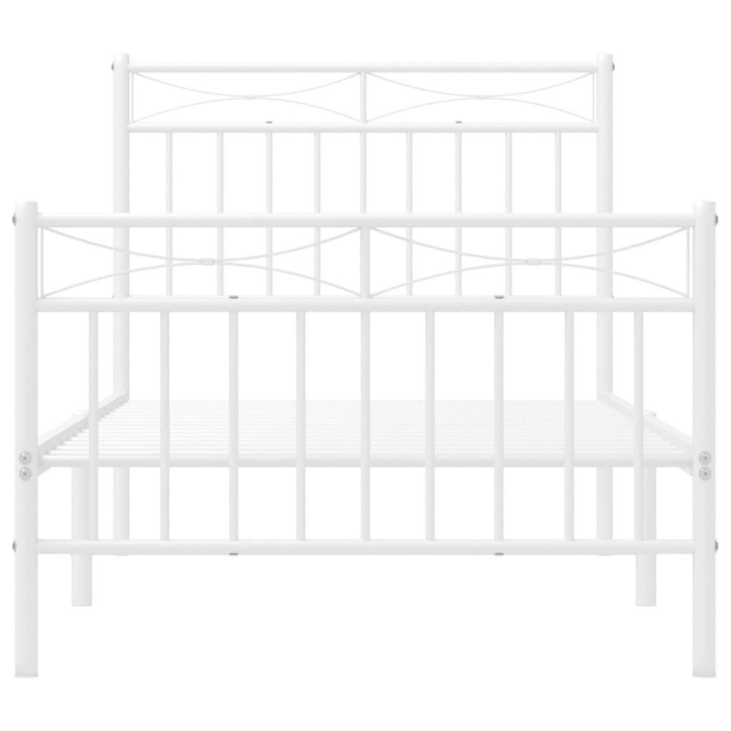 Bettgestell mit Kopf- und Fußteil Metall Weiß 90x200 cm