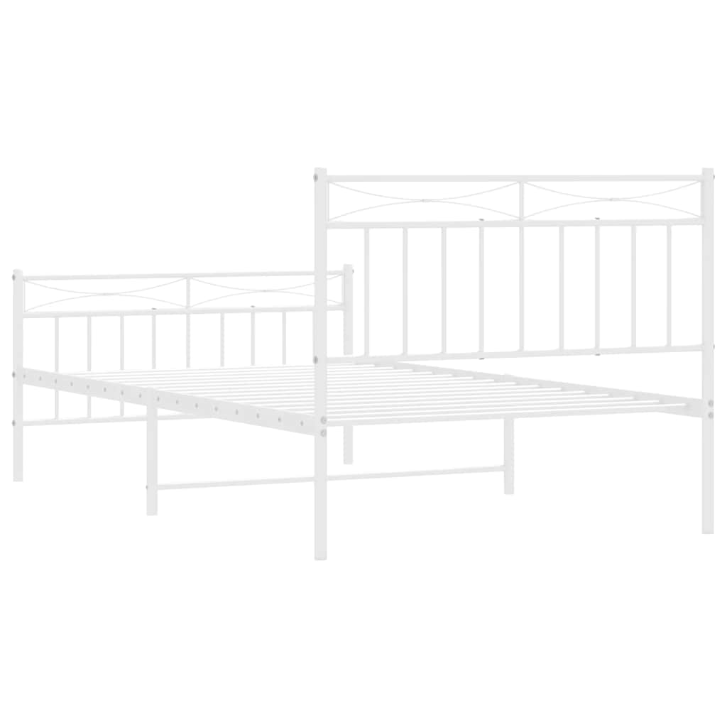 Bettgestell mit Kopf- und Fußteil Metall Weiß 100x200 cm