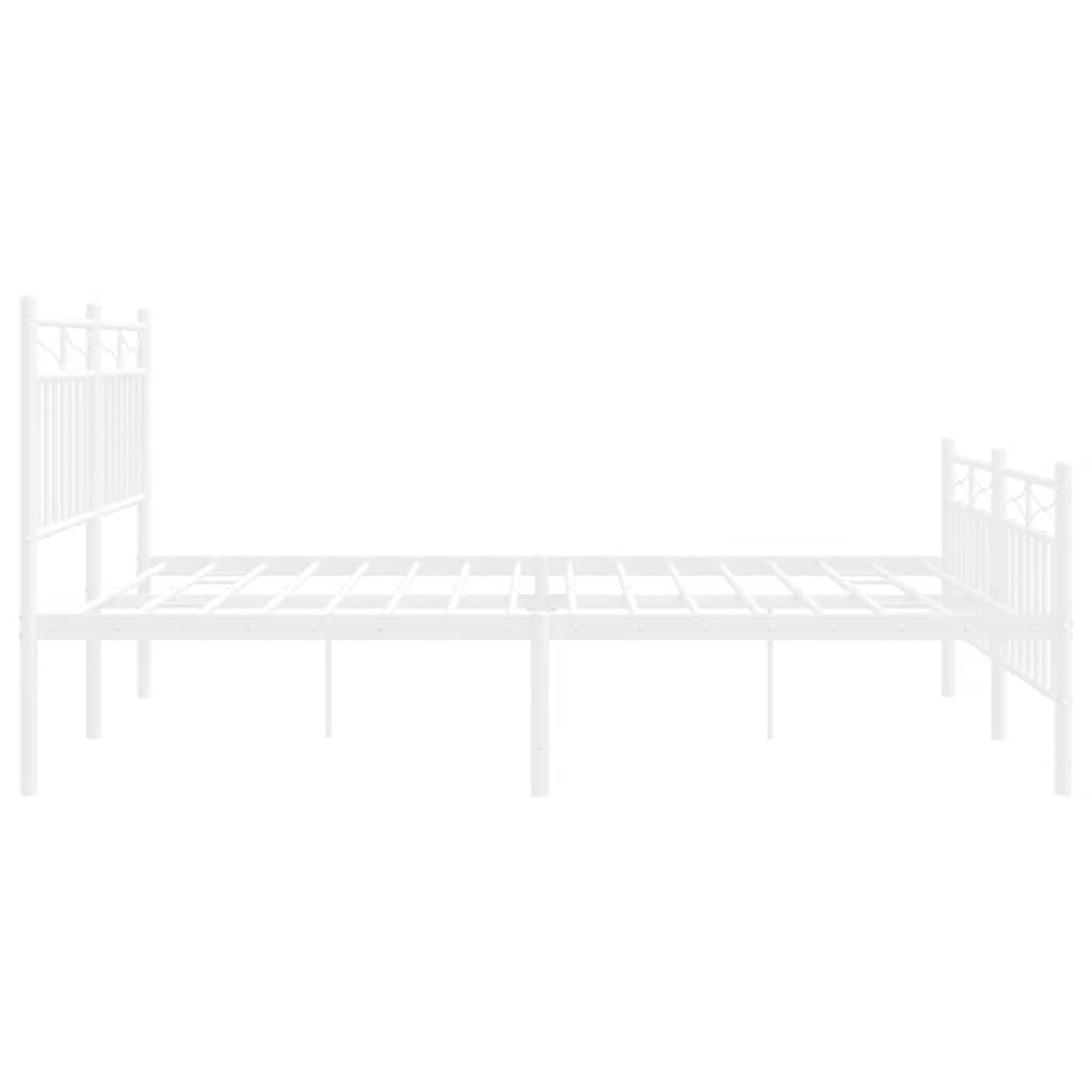 Bettgestell mit Kopf- und Fußteil Metall Weiß 150x200 cm