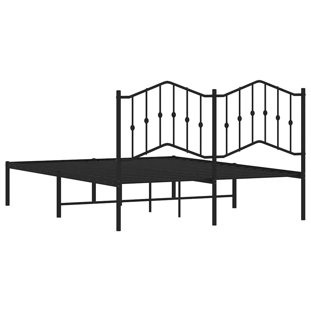 Bettgestell mit Kopfteil Metall Schwarz 135x190 cm