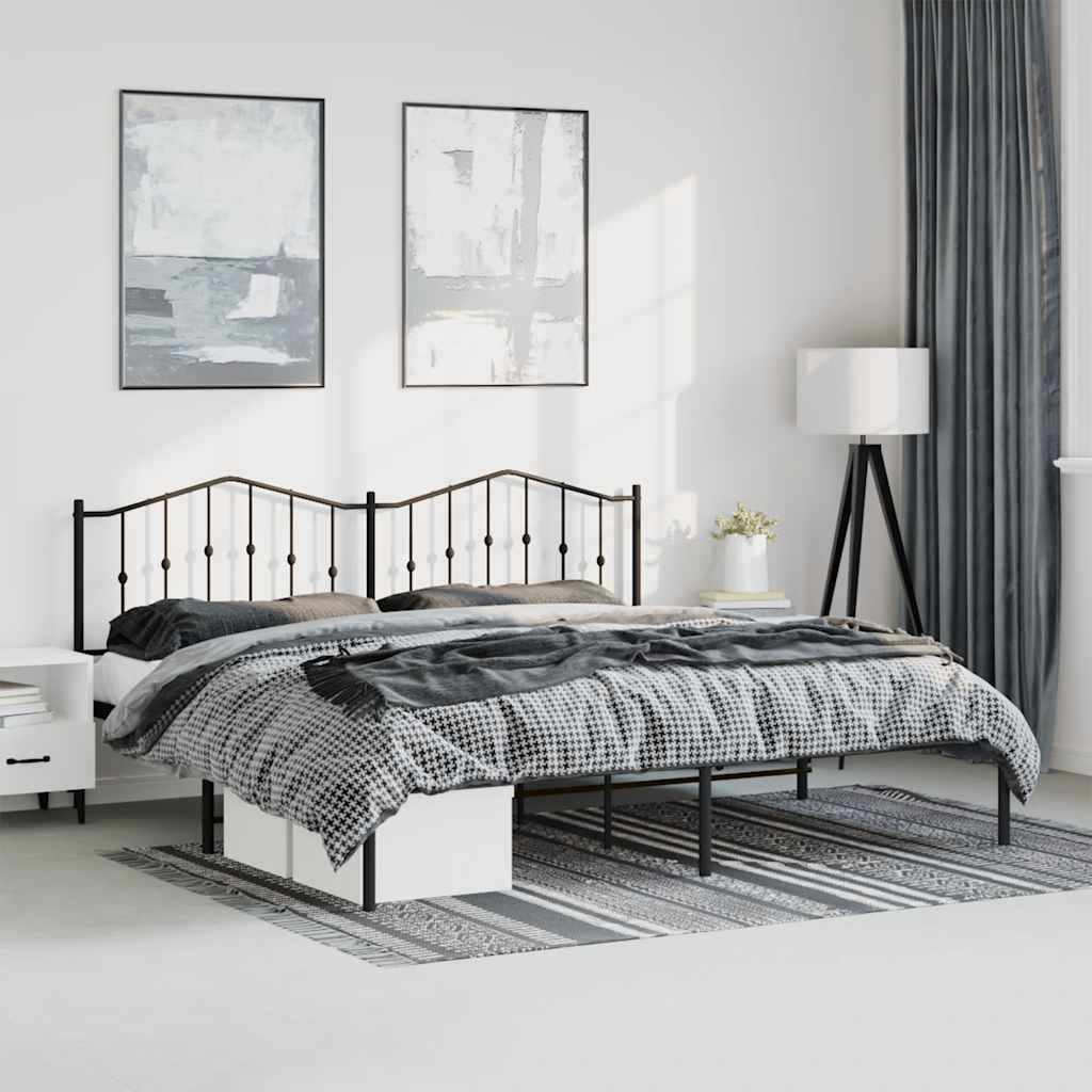 Bettgestell mit Kopfteil Metall Schwarz 193x203 cm