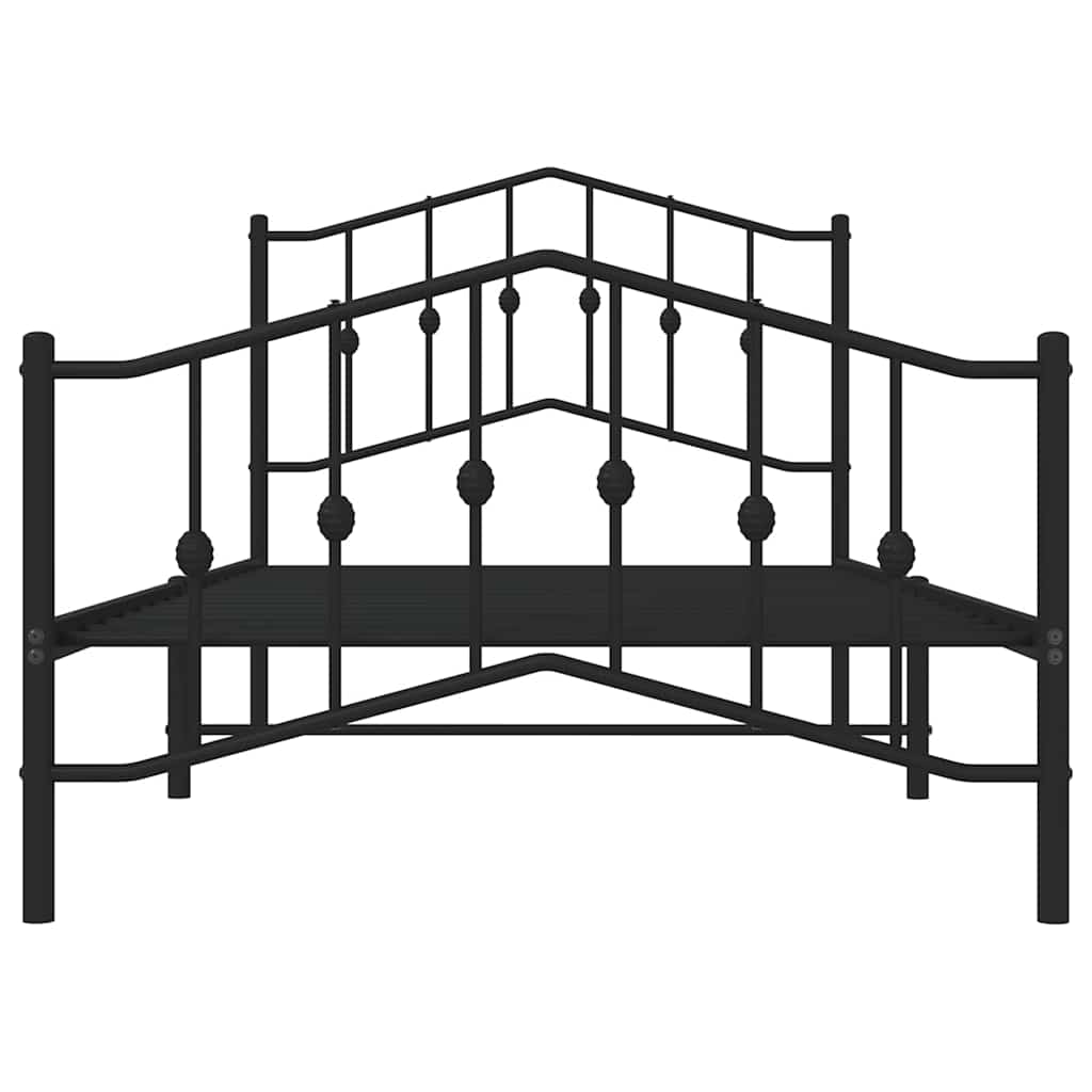 Bettgestell mit Kopf- und Fußteil Metall Schwarz 100x190 cm