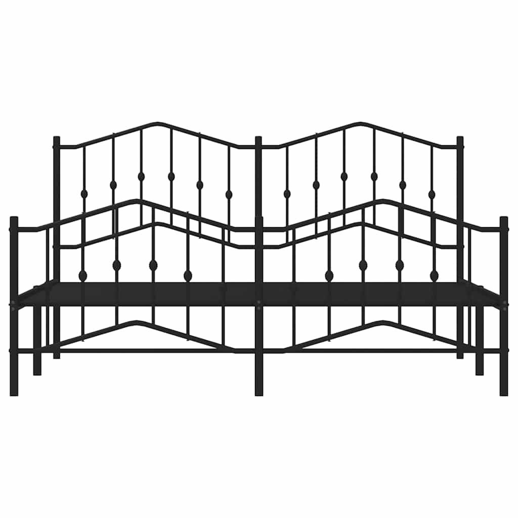 Bettgestell mit Kopf- und Fußteil Metall Schwarz 183x213 cm