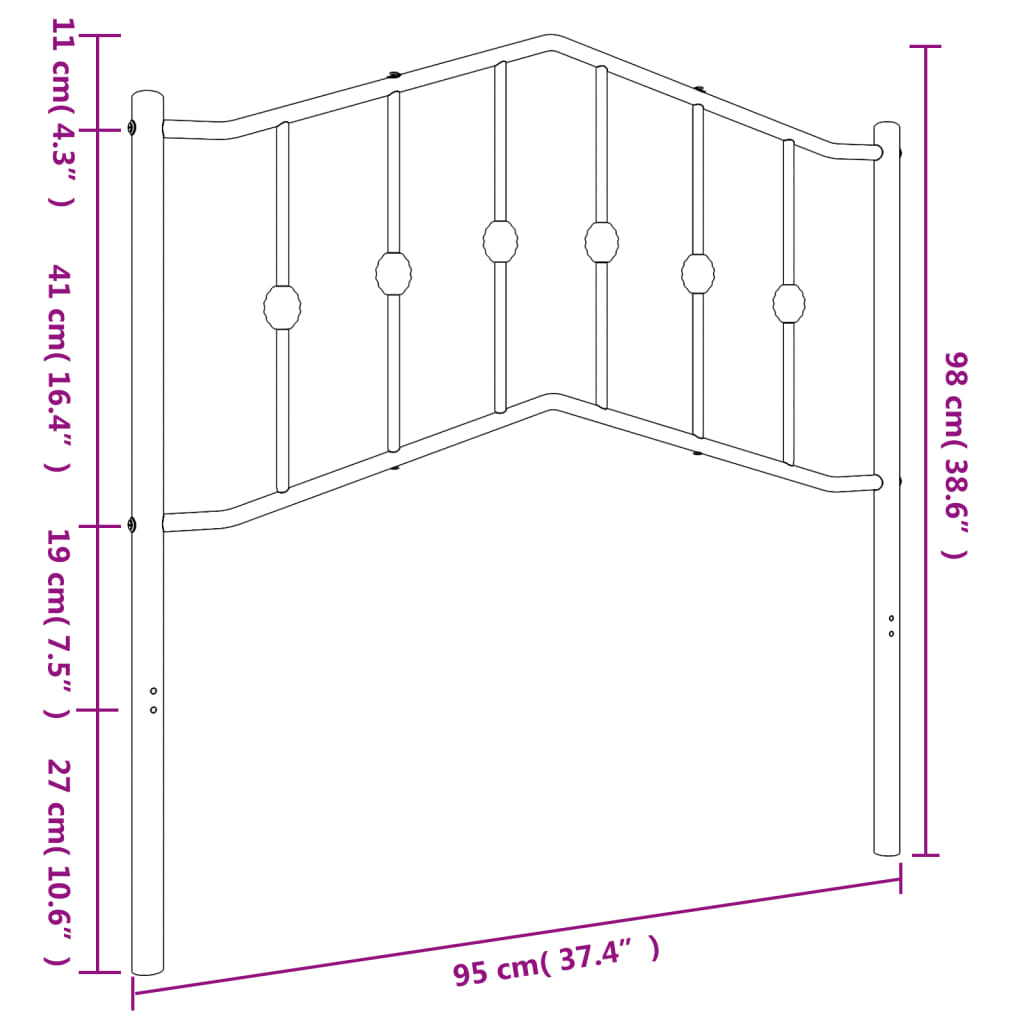 Ersatz-Kopfteil Metall Schwarz 90 cm